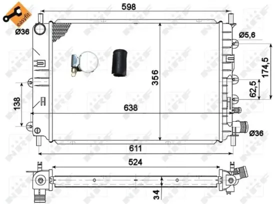 Kühler, Motorkühlung NRF 514436 Bild Kühler, Motorkühlung NRF 514436