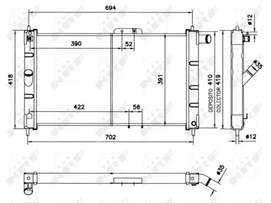 Kühler, Motorkühlung NRF 52055 Bild Kühler, Motorkühlung NRF 52055