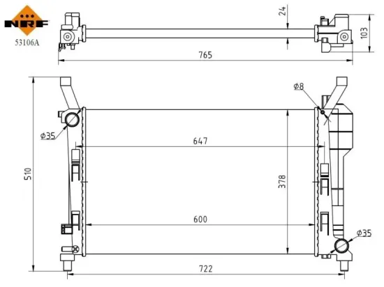 Kühler, Motorkühlung NRF 53106A Bild Kühler, Motorkühlung NRF 53106A