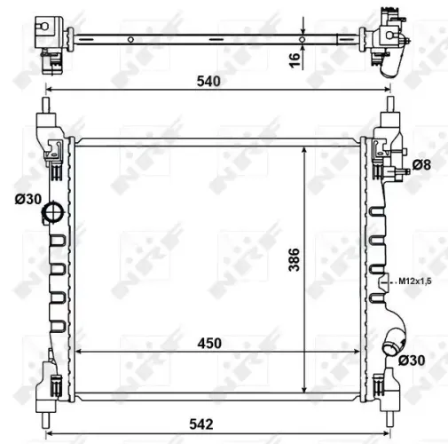 Kühler, Motorkühlung NRF 53195 Bild Kühler, Motorkühlung NRF 53195