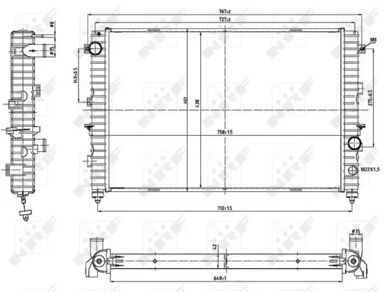 Kühler, Motorkühlung NRF 53197 Bild Kühler, Motorkühlung NRF 53197