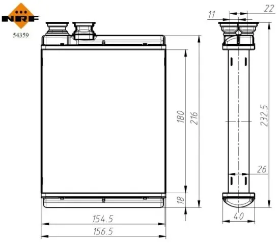 Wärmetauscher, Innenraumheizung NRF 54359 Bild Wärmetauscher, Innenraumheizung NRF 54359