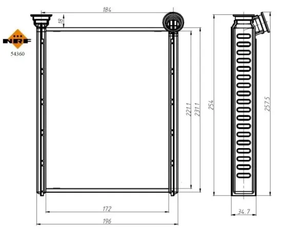 Wärmetauscher, Innenraumheizung NRF 54360 Bild Wärmetauscher, Innenraumheizung NRF 54360