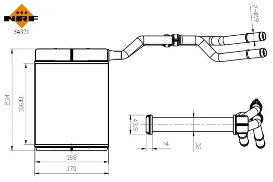 Wärmetauscher, Innenraumheizung NRF 54371 Bild Wärmetauscher, Innenraumheizung NRF 54371