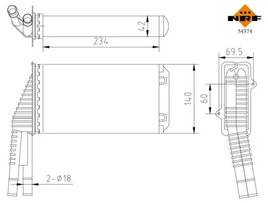 Wärmetauscher, Innenraumheizung NRF 54374 Bild Wärmetauscher, Innenraumheizung NRF 54374