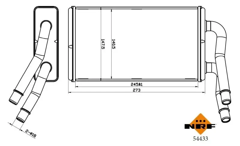 Wärmetauscher, Innenraumheizung NRF 54433