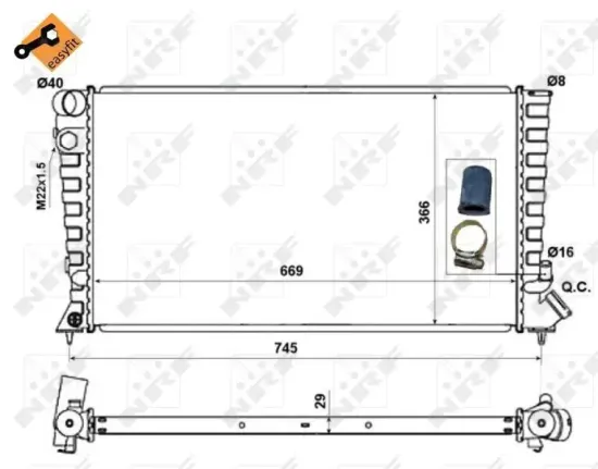 Kühler, Motorkühlung NRF 58189 Bild Kühler, Motorkühlung NRF 58189