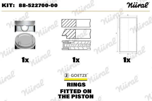 Reparatursatz, Kolben/Zylinderlaufbuchse NÜRAL 88-522700-00 Bild Reparatursatz, Kolben/Zylinderlaufbuchse NÜRAL 88-522700-00