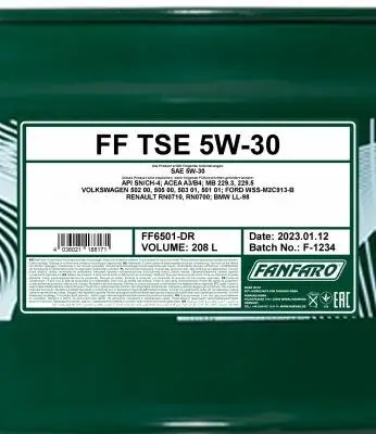 Motoröl 5W-30 208L SCT - MANNOL FF6501-DR Bild Motoröl 5W-30 208L SCT - MANNOL FF6501-DR