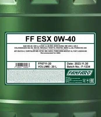 Motoröl 0W-40 20L SCT - MANNOL FF6711-20 Bild Motoröl 0W-40 20L SCT - MANNOL FF6711-20