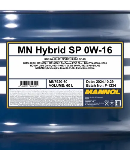 Motoröl 0W-16 60L SCT - MANNOL MN7920-60 Bild Motoröl 0W-16 60L SCT - MANNOL MN7920-60