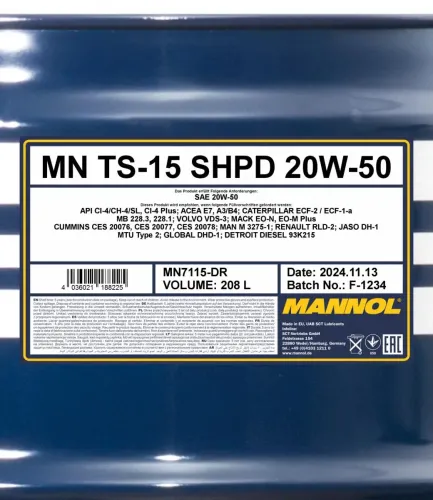 Motoröl 20W-50 208L SCT - MANNOL MN7115-DR Bild Motoröl 20W-50 208L SCT - MANNOL MN7115-DR