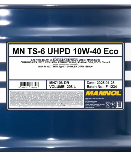 Motoröl 10W-40 208L SCT - MANNOL MN7106-DR Bild Motoröl 10W-40 208L SCT - MANNOL MN7106-DR