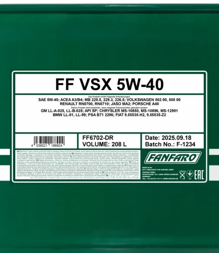 Motoröl 5W-40 208L SCT - MANNOL FF6702-DR Bild Motoröl 5W-40 208L SCT - MANNOL FF6702-DR