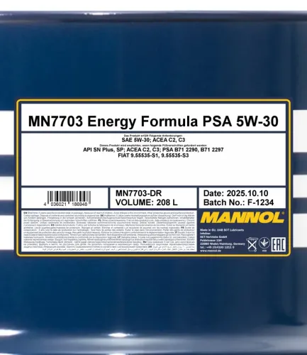 Motoröl 5W-30 208L SCT - MANNOL MN7703-DR Bild Motoröl 5W-30 208L SCT - MANNOL MN7703-DR