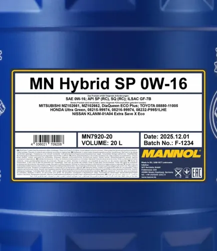Motoröl 0W-16 20L SCT - MANNOL MN7920-20 Bild Motoröl 0W-16 20L SCT - MANNOL MN7920-20