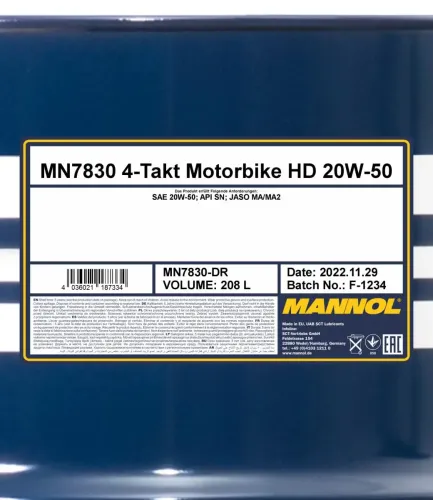 Motoröl 20W-50 208L SCT - MANNOL MN7830-DR Bild Motoröl 20W-50 208L SCT - MANNOL MN7830-DR