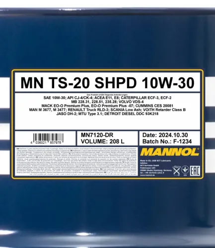 Motoröl 10W-30 208L SCT - MANNOL MN7120-DR Bild Motoröl 10W-30 208L SCT - MANNOL MN7120-DR