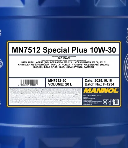 Motoröl 10W-30 20L SCT - MANNOL MN7512-20 Bild Motoröl 10W-30 20L SCT - MANNOL MN7512-20