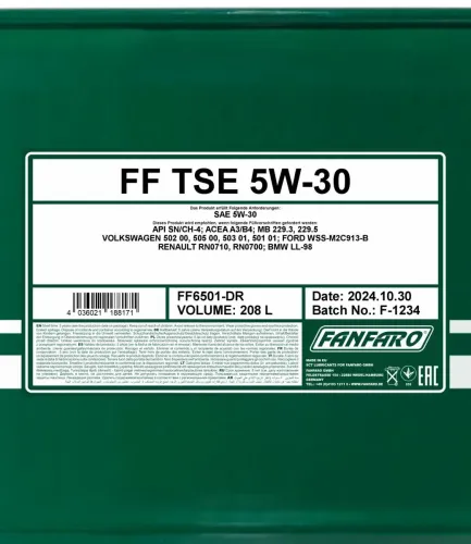 Motoröl 5W-30 208L SCT - MANNOL FF6501-DR Bild Motoröl 5W-30 208L SCT - MANNOL FF6501-DR