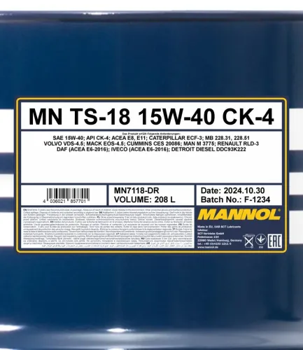 Motoröl 15W-40 208L SCT - MANNOL MN7118-DR Bild Motoröl 15W-40 208L SCT - MANNOL MN7118-DR