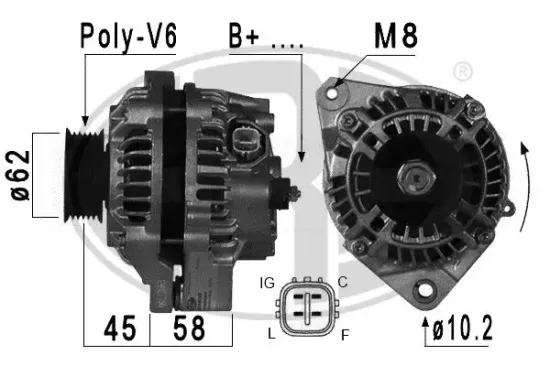 Generator 14 V ERA 209008A Bild Generator 14 V ERA 209008A