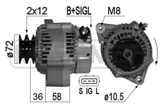 Generator 14 V ERA 209250A Bild Generator 14 V ERA 209250A