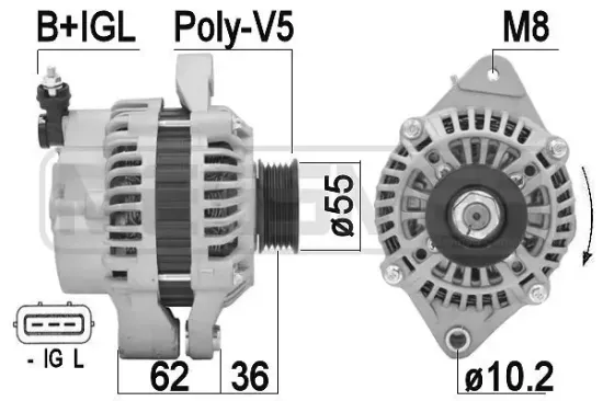Generator 14 V ERA 209353A Bild Generator 14 V ERA 209353A