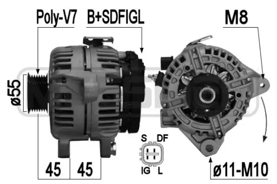 Generator 14 V ERA 209366A Bild Generator 14 V ERA 209366A