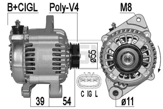 Generator 14 V ERA 209527A Bild Generator 14 V ERA 209527A