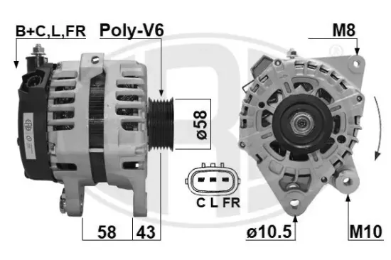 Generator 14 V ERA 209641A Bild Generator 14 V ERA 209641A