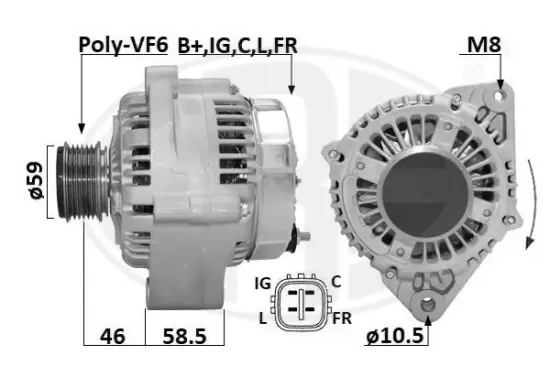 Generator 14 V ERA 209660A Bild Generator 14 V ERA 209660A