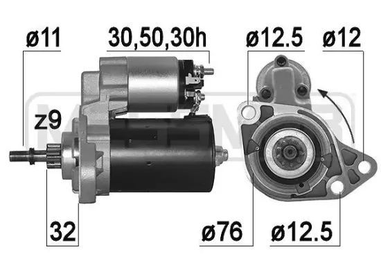 Starter 12 V 0,8 kW ERA 220097A Bild Starter 12 V 0,8 kW ERA 220097A