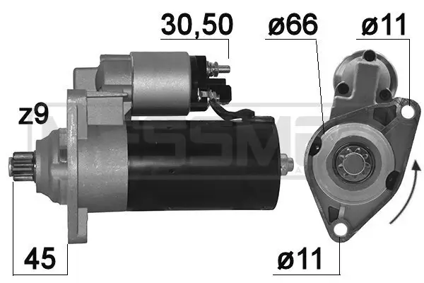 Starter 12 V 2 kW ERA 220130A