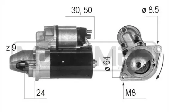 Starter 12 V 1,1 kW ERA 220211A Bild Starter 12 V 1,1 kW ERA 220211A