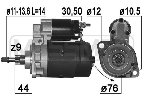 Starter 12 V 0,95 kW ERA 220357A Bild Starter 12 V 0,95 kW ERA 220357A