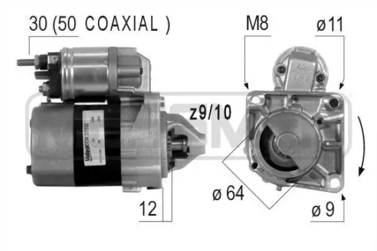 Starter 12 V 1 kW ERA 220376A Bild Starter 12 V 1 kW ERA 220376A