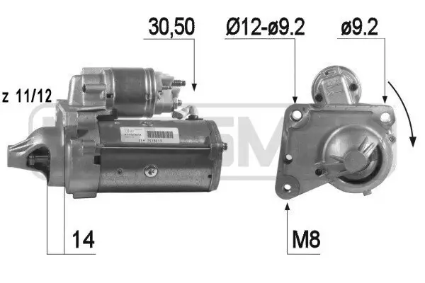 Starter 12 V 1,5 kW ERA 220429A