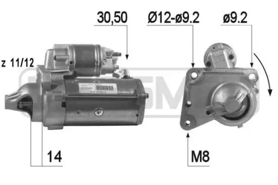 Starter 12 V 1,5 kW ERA 220429A Bild Starter 12 V 1,5 kW ERA 220429A