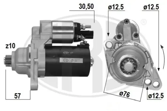 Starter 12 V 1,1 kW ERA 220467A Bild Starter 12 V 1,1 kW ERA 220467A