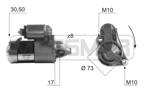 Starter 12 V 1,2 kW ERA 220489A Bild Starter 12 V 1,2 kW ERA 220489A