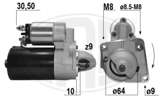 Starter 12 V 0,9 kW ERA 220516A Bild Starter 12 V 0,9 kW ERA 220516A