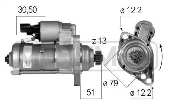 Starter 12 V 2 kW ERA 220583A Bild Starter 12 V 2 kW ERA 220583A