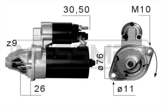 Starter 12 V 1,2 kW ERA 220662A Bild Starter 12 V 1,2 kW ERA 220662A