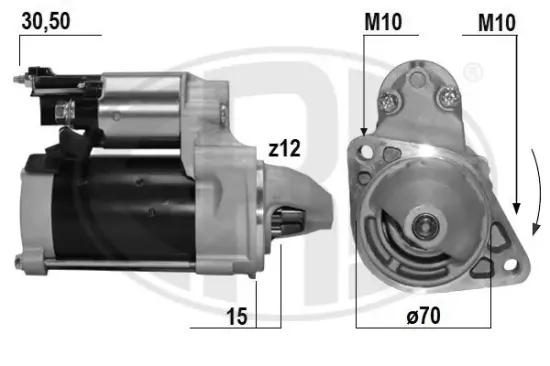 Starter 12 V 1,7 kW ERA 220670A Bild Starter 12 V 1,7 kW ERA 220670A