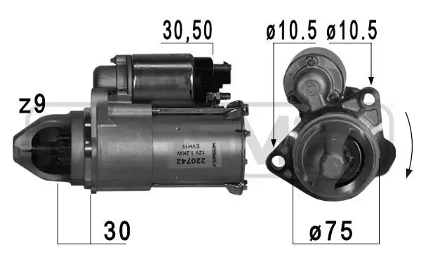 Starter 12 V 1,4 kW ERA 220742