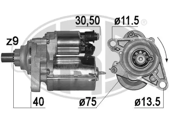 Starter 12 V 1,6 kW ERA 221006A Bild Starter 12 V 1,6 kW ERA 221006A