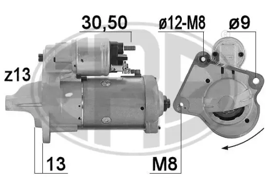 Starter 12 V 2 kW ERA 221033 Bild Starter 12 V 2 kW ERA 221033