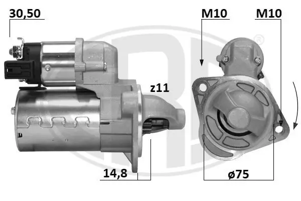 Starter 12 V 0,9 kW ERA 221050A