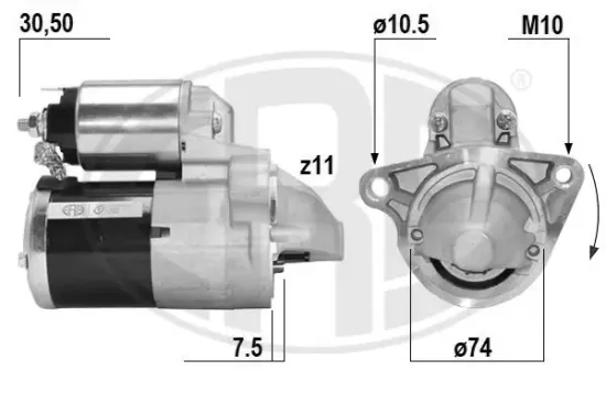 Starter 12 V 1,4 kW ERA 221061A Bild Starter 12 V 1,4 kW ERA 221061A